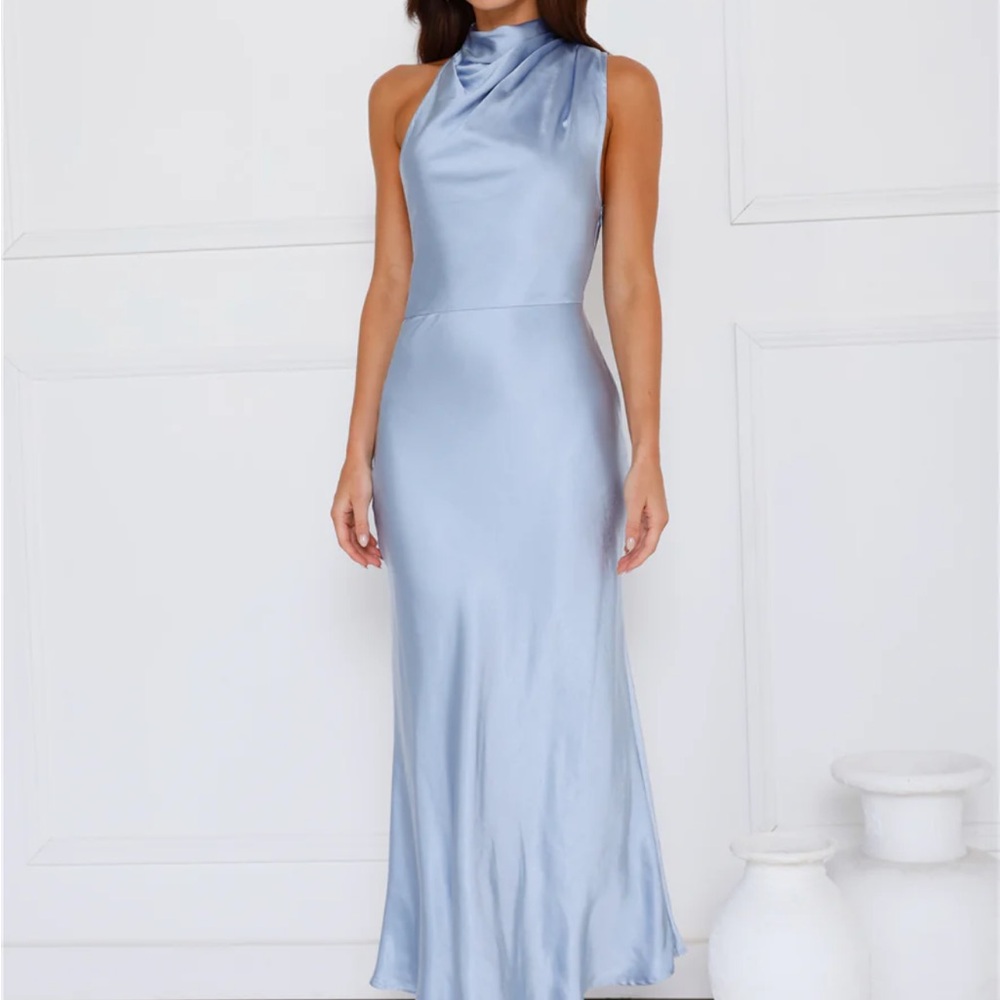 Hello Molly Formal Luxe Satin Maxi Dress Blue
